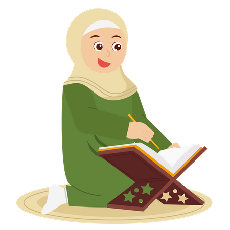 Mädchen liest den Koran  Illustration
