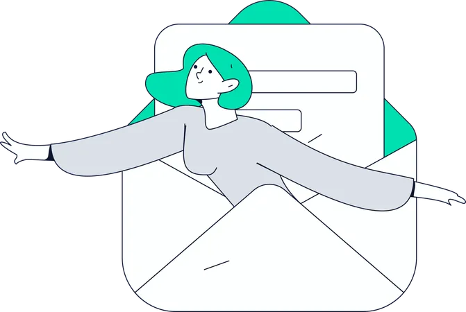 Mädchen liest geschäftliche E-Mails  Illustration