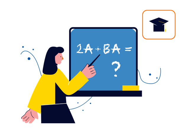 Mädchen löst Algebra-Problem  Illustration
