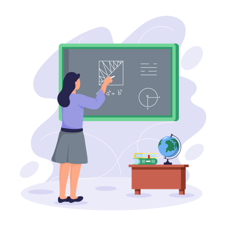 Mädchen löst Mathe-Problem  Illustration