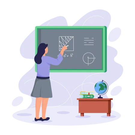 Mädchen löst Mathe-Problem  Illustration