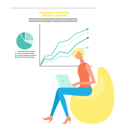 Mädchen macht Analysebericht  Illustration