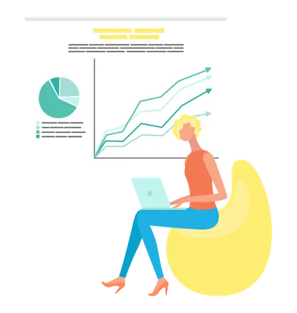 Mädchen macht Analysebericht  Illustration