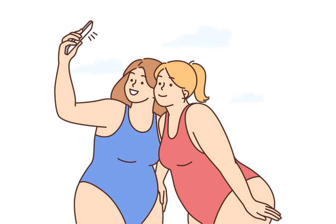 Mädchen machen Selfie  Illustration