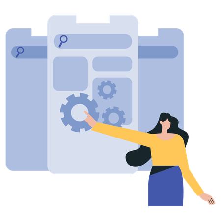 Mädchen beim App-Launch  Illustration