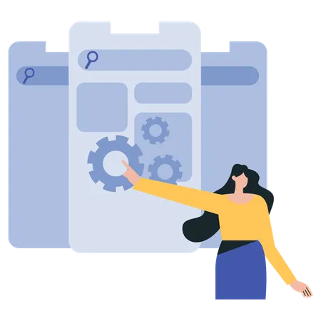 Mädchen beim App-Launch  Illustration