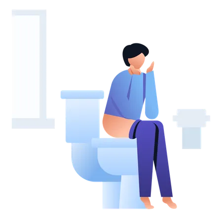 Mädchen macht Stuhlgang auf Toilette  Illustration