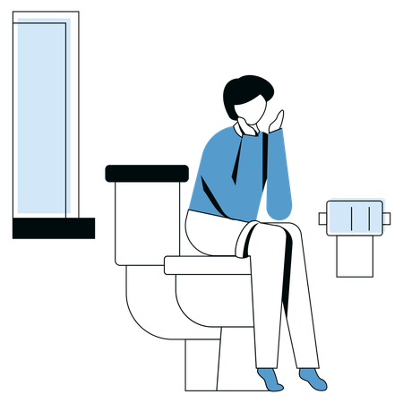 Mädchen macht Stuhlgang auf Toilette  Illustration
