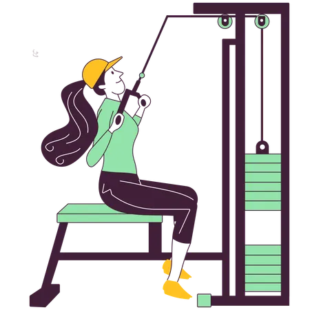 Mädchen macht Brusttraining im Fitnessstudio  Illustration