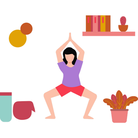 Mädchen macht Buddha-Yoga-Pose  Illustration