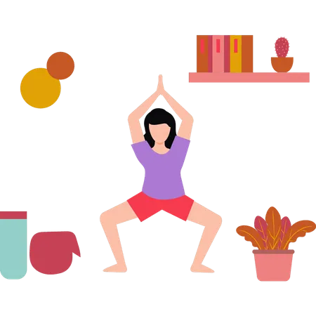 Mädchen macht Buddha-Yoga-Pose  Illustration