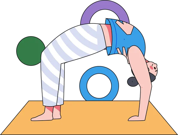 Mädchen macht Chakrasana  Illustration