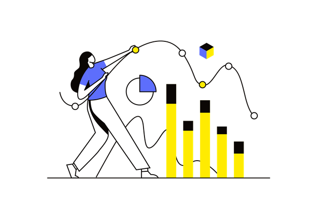 Mädchen macht Datenanalyse  Illustration