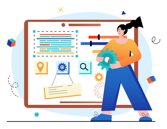 Mädchen macht Datenanalyse  Illustration