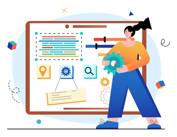 Mädchen macht Datenanalyse  Illustration