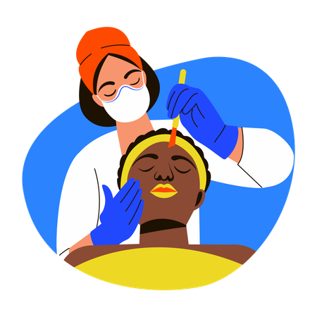 Mädchen macht Dermaplaning  Illustration