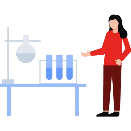 Mädchen macht Experimente im Labor  Illustration