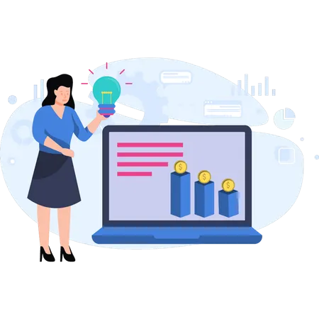 Mädchen macht Finanzanalyse  Illustration