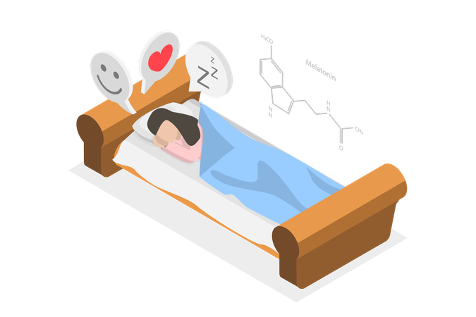 Mädchen macht friedliches Nickerchen  Illustration