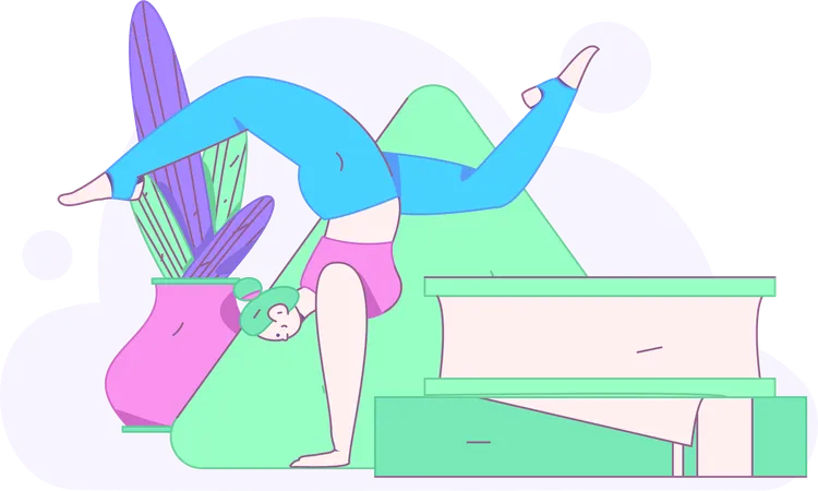 Mädchen macht Handstand  Illustration