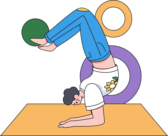 Mädchen macht Handstand  Illustration