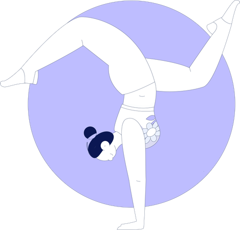 Mädchen macht Handstand zu Hause  Illustration