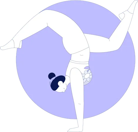 Mädchen macht Handstand zu Hause  Illustration