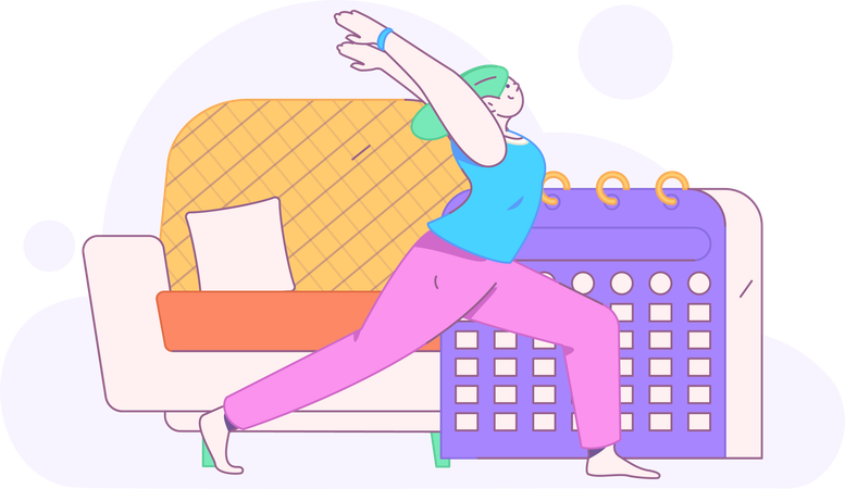 Mädchen macht Handstand zu Hause  Illustration