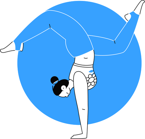 Mädchen macht Handstand zu Hause  Illustration