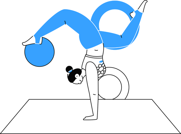 Mädchen macht Handstand zu Hause  Illustration