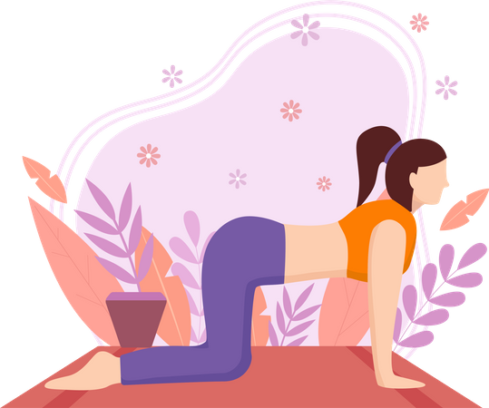 Mädchen macht Yoga-Pose mit Hund  Illustration