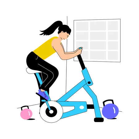 Mädchen beim Indoor-Cycling  Illustration