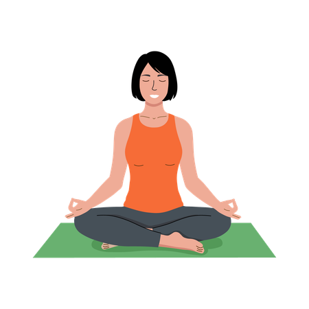 Mädchen macht Meditation und Achtsamkeit  Illustration