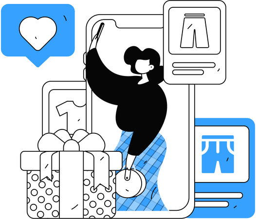 Mädchen macht Online-Shopping  Illustration