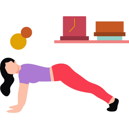 Mädchen macht Plank-Pose-Übung  Illustration