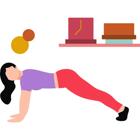 Mädchen macht Plank-Pose-Übung  Illustration