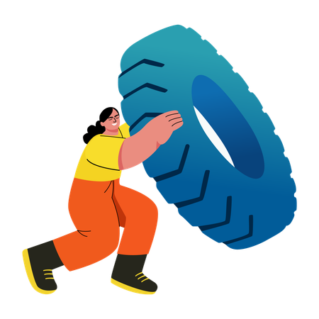 Mädchen macht Reifenumdrehen-Übung  Illustration
