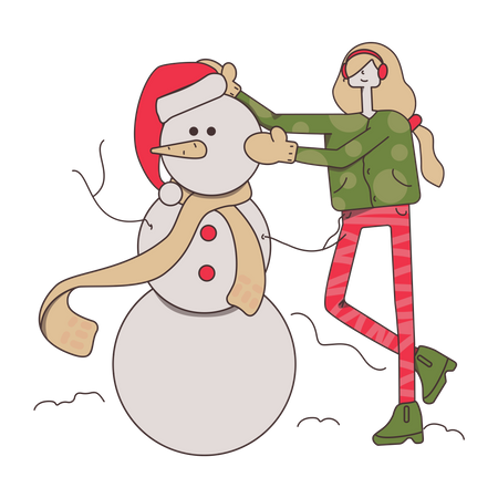 Mädchen macht Schneemann  Illustration