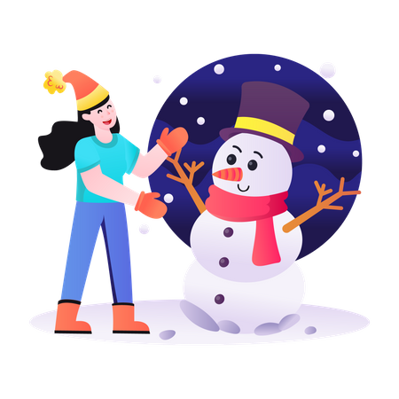 Mädchen macht Schneemann  Illustration