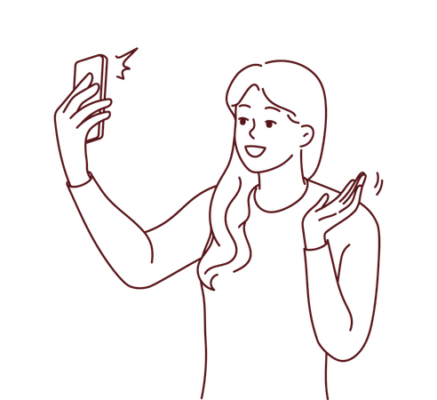 Mädchen macht Selfie  Illustration