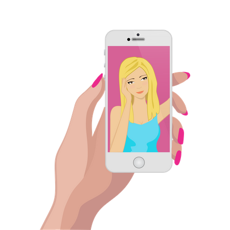 Mädchen macht Selfie  Illustration