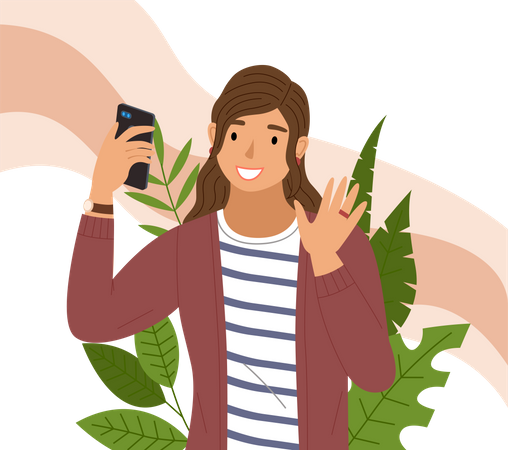 Mädchen macht Selfie  Illustration