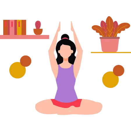 Mädchen macht sitzende Yoga-Pose  Illustration