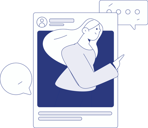 Mädchen macht Social-Media-Kommunikation  Illustration