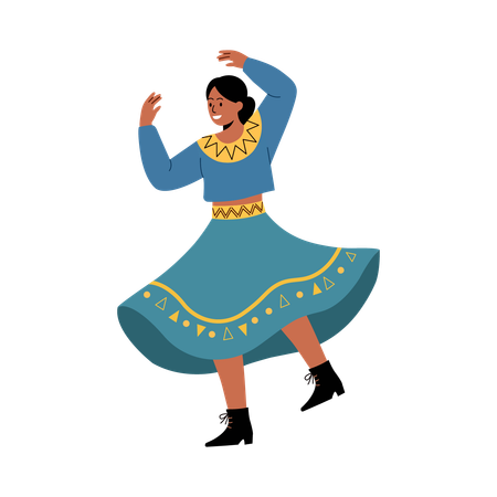 Mädchen beim Stammestanz  Illustration