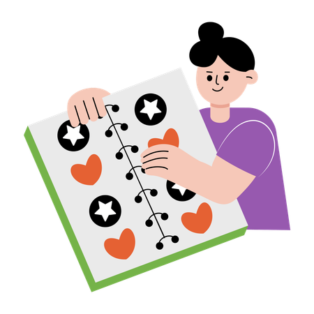 Mädchen macht Stickerbuch  Illustration