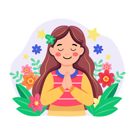 Mädchen macht Wunsch  Illustration