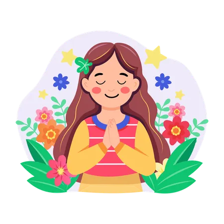 Mädchen macht Wunsch  Illustration