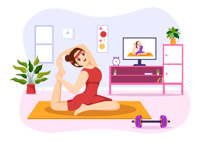 Mädchen macht Yoga-Asanas  Illustration