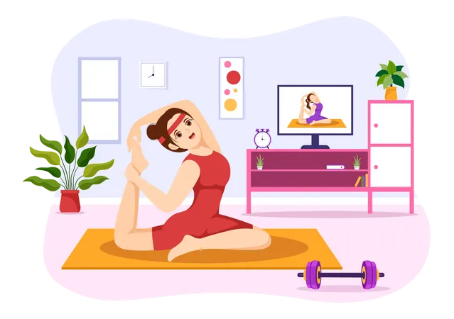 Mädchen macht Yoga-Asanas  Illustration